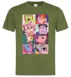 Мужская футболка Дандадан колаж Оливковый фото