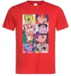 Мужская футболка Дандадан колаж Красный фото
