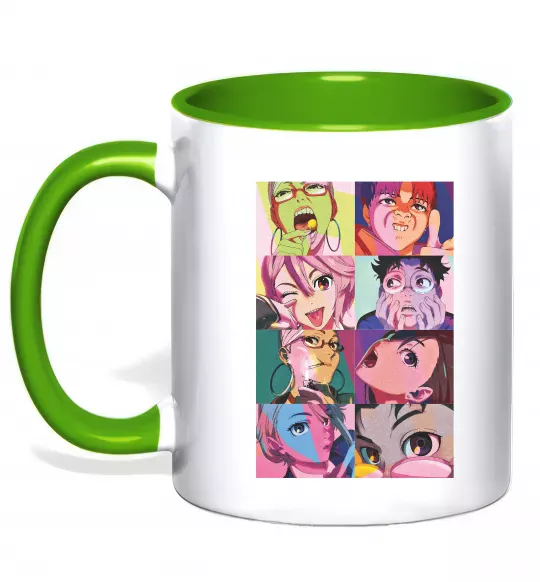 Чашка с цветной ручкой Дандадан колаж Зеленый фото