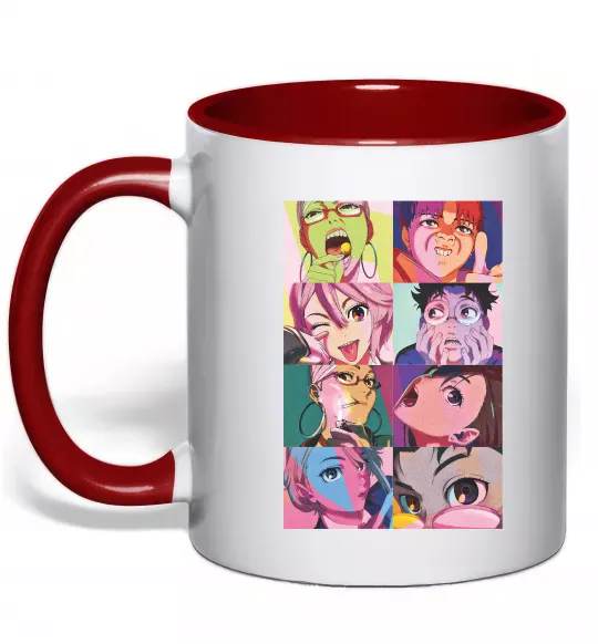 Чашка с цветной ручкой Дандадан колаж Красный фото