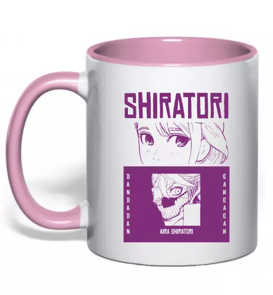 Чашка з кольоровою ручкою Shiratori Ніжно рожевий фото