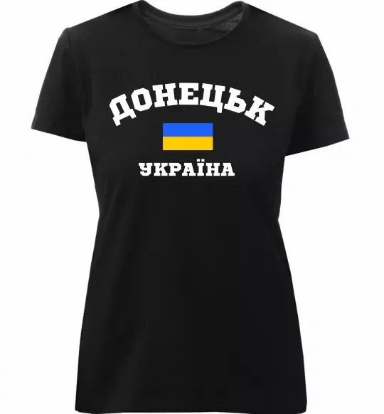Жіноча преміум футболка Донецьк Україна Чорний фото