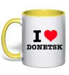 Чашка з кольоровою ручкою I love Donetsk Сонячно жовтий фото