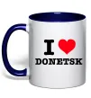 Чашка з кольоровою ручкою I love Donetsk Глибокий темно-синій фото