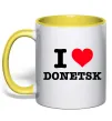 Чашка с цветной ручкой I love Donetsk Лимонный фото