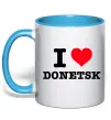 Чашка з кольоровою ручкою I love Donetsk Блакитний фото