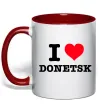 Чашка з кольоровою ручкою I love Donetsk Червоний фото