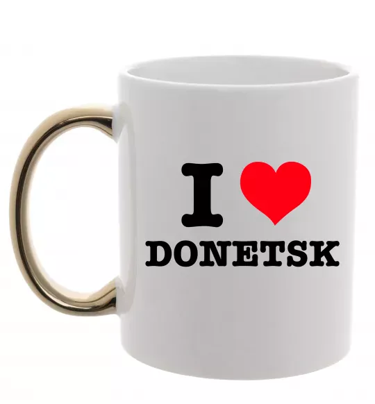 Чашка з кольоровою ручкою I love Donetsk Золото фото