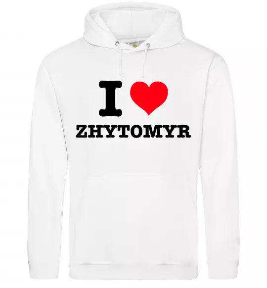 Женская толстовка (худи) I love Zhytomyr Белый фото