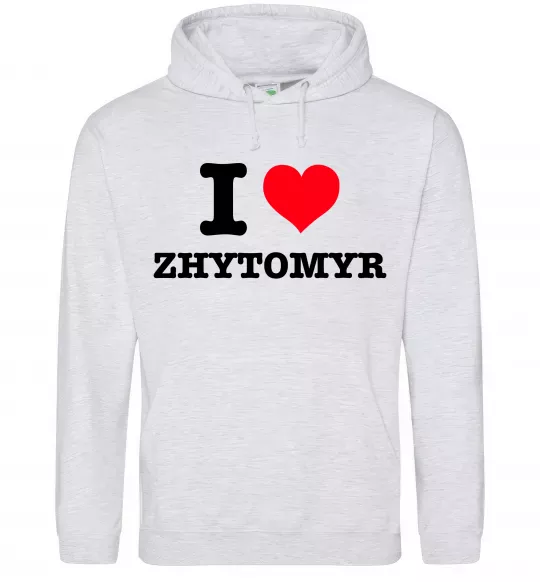 Женская толстовка (худи) I love Zhytomyr Серый меланж фото