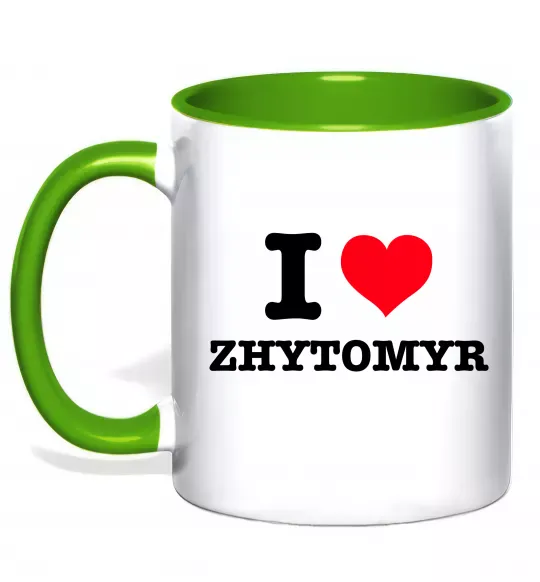 Чашка с цветной ручкой I love Zhytomyr Зеленый фото