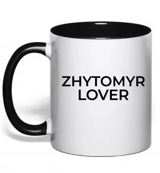 Чашка с цветной ручкой Zhytomyr lover Черный фото