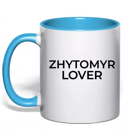 Чашка с цветной ручкой Zhytomyr lover Голубой фото
