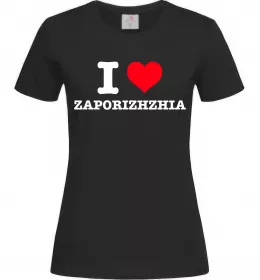 Женская футболка I love Zaporizhzhia Черный фото