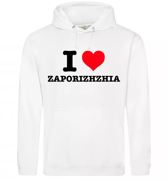 Чоловіча толстовка (худі) I love Zaporizhzhia Білий фото