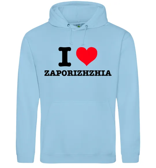 Мужская толстовка (худи) I love Zaporizhzhia Голубой фото