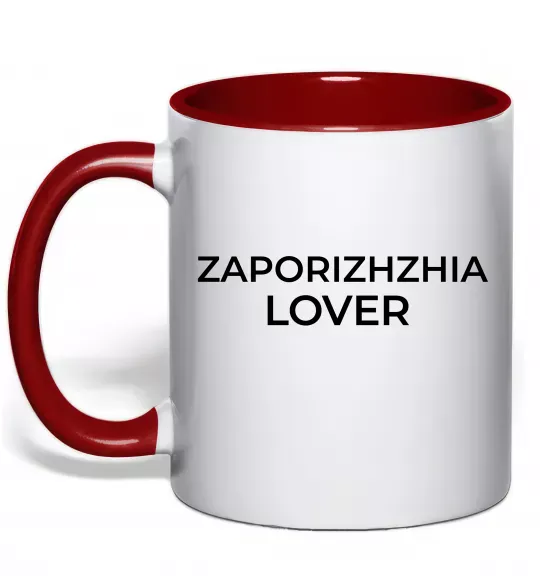 Чашка с цветной ручкой Zaporizhzhia lover Красный фото
