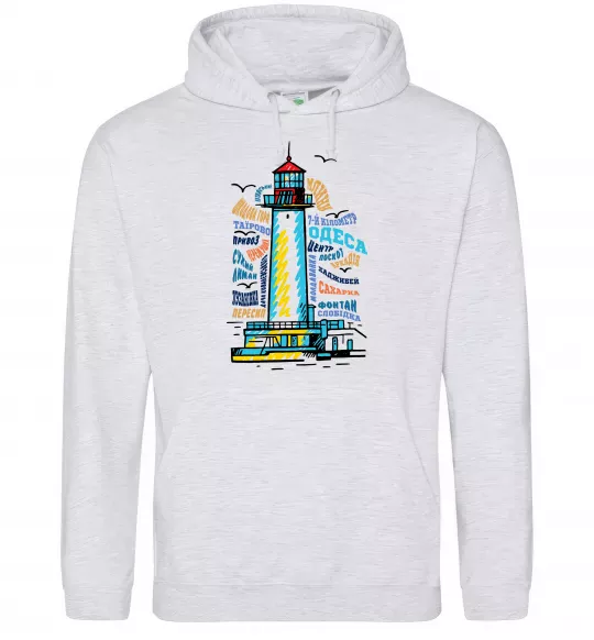 Чоловіча толстовка (худі) Одеса райони Сірий меланж фото