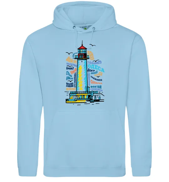 Женская толстовка (худи) Одеса райони Голубой фото