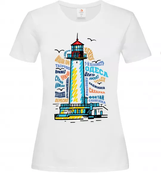 Жіноча футболка Одеса райони Білий фото