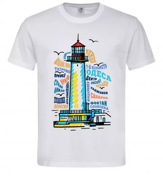 Чоловіча футболка Одеса райони Білий фото