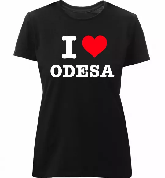 Женская премиум футболка I love Odesa Черный фото