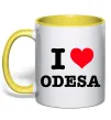 Чашка з кольоровою ручкою I love Odesa Лимонний фото