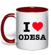 Чашка с цветной ручкой I love Odesa Красный фото