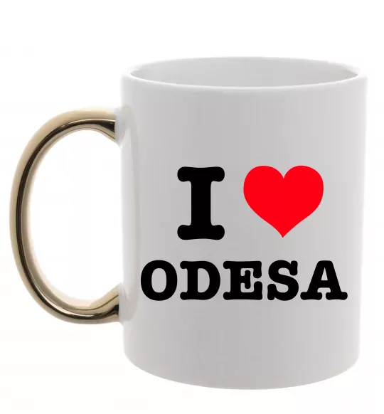 Чашка с цветной ручкой I love Odesa Золото фото