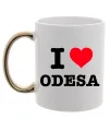 Чашка с цветной ручкой I love Odesa Золото фото
