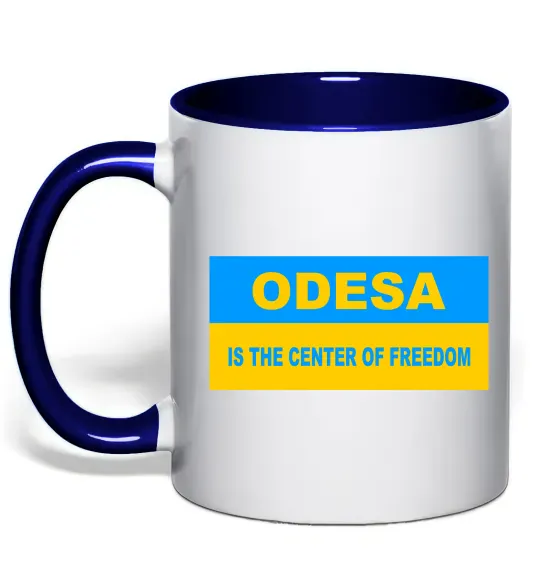 Чашка с цветной ручкой Odesa center of freedom Глубокий темно-синий фото