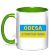 Чашка з кольоровою ручкою Odesa center of freedom Лаймовий фото