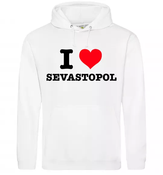 Мужская толстовка (худи) I love Sevastopol Белый фото