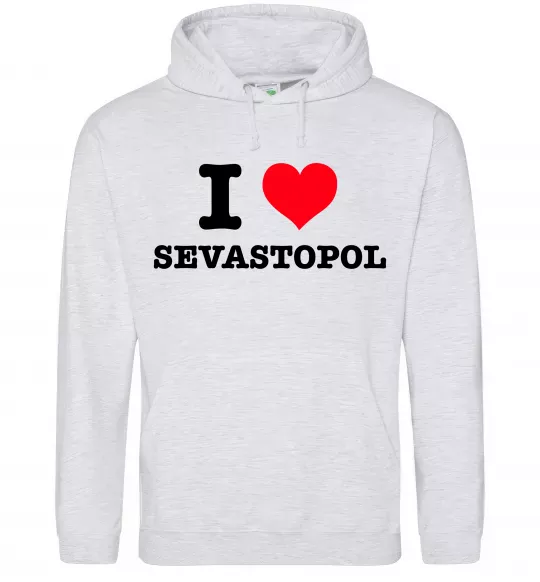 Женская толстовка (худи) I love Sevastopol Серый меланж фото