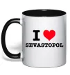 Чашка с цветной ручкой I love Sevastopol Черный фото