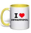Чашка з кольоровою ручкою I love Sevastopol Лимонний Чашка з кольоровою ручкою I love Sevastopol Лимонний фото