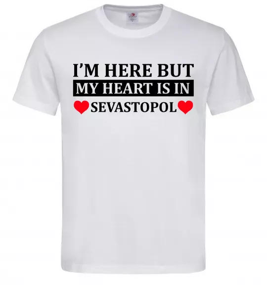 Чоловіча футболка My heart in Sevastopol Білий фото