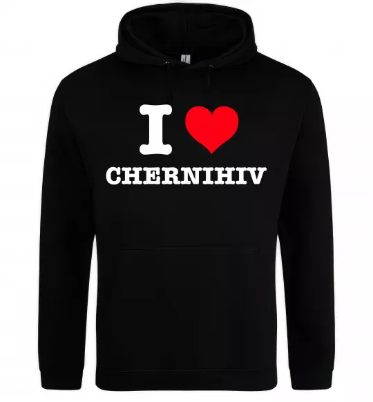 Мужская толстовка (худи) I love Chernihiv Черный фото