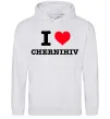 Женская толстовка (худи) I love Chernihiv Серый меланж фото