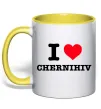 Чашка з кольоровою ручкою I love Chernihiv Лимонний фото