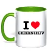 Чашка з кольоровою ручкою I love Chernihiv Зелений Чашка з кольоровою ручкою I love Chernihiv Зелений фото