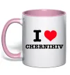 Чашка з кольоровою ручкою I love Chernihiv Ніжно рожевий Чашка з кольоровою ручкою I love Chernihiv Ніжно рожевий фото