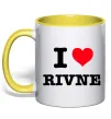 Чашка з кольоровою ручкою I love Rivne Сонячно жовтий фото