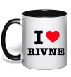 Чашка з кольоровою ручкою I love Rivne Чорний фото
