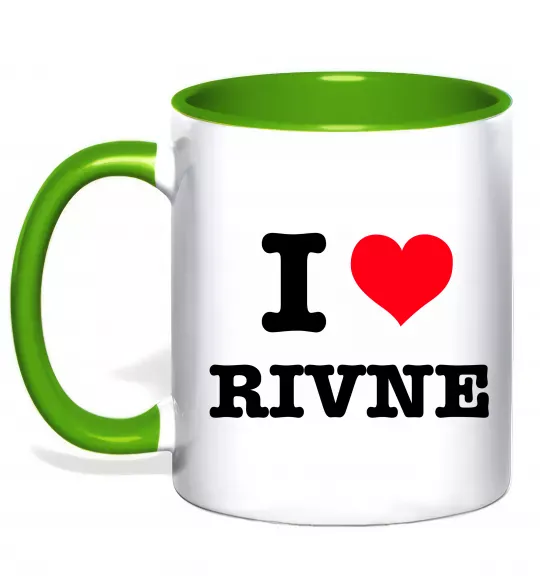 Чашка з кольоровою ручкою I love Rivne Зелений фото