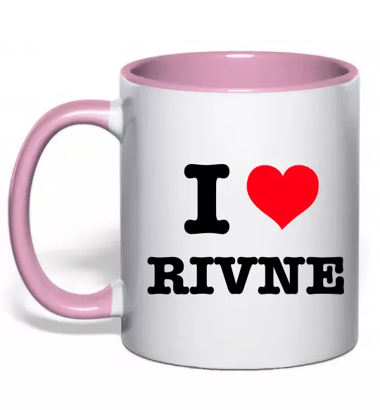 Чашка з кольоровою ручкою I love Rivne Ніжно рожевий фото
