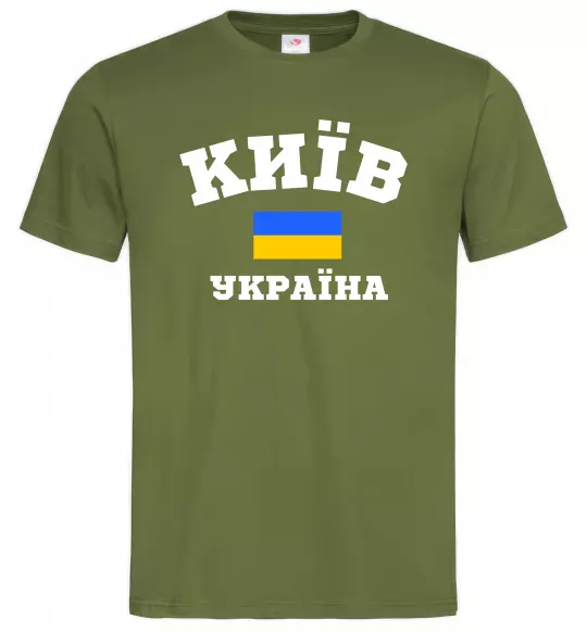 Мужская футболка Київ Україна Оливковый фото