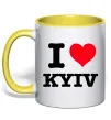 Чашка з кольоровою ручкою I love Kyiv Лимонний фото