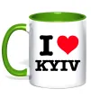 Чашка з кольоровою ручкою I love Kyiv Лаймовий фото