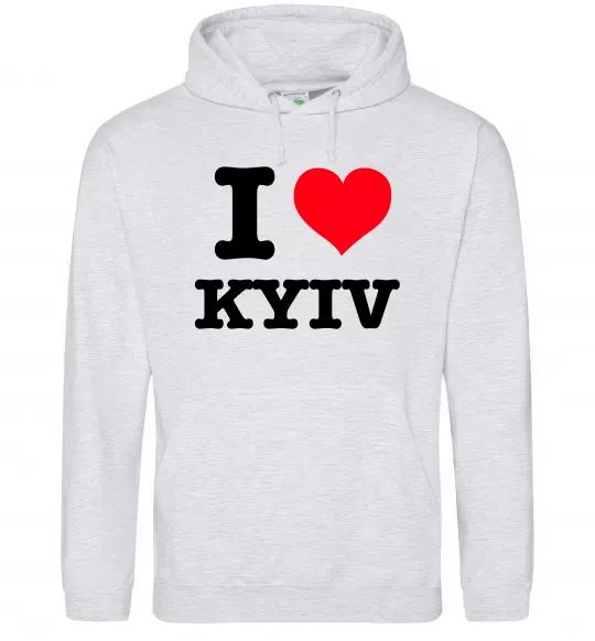 Женская толстовка (худи) I love Kyiv Серый меланж фото